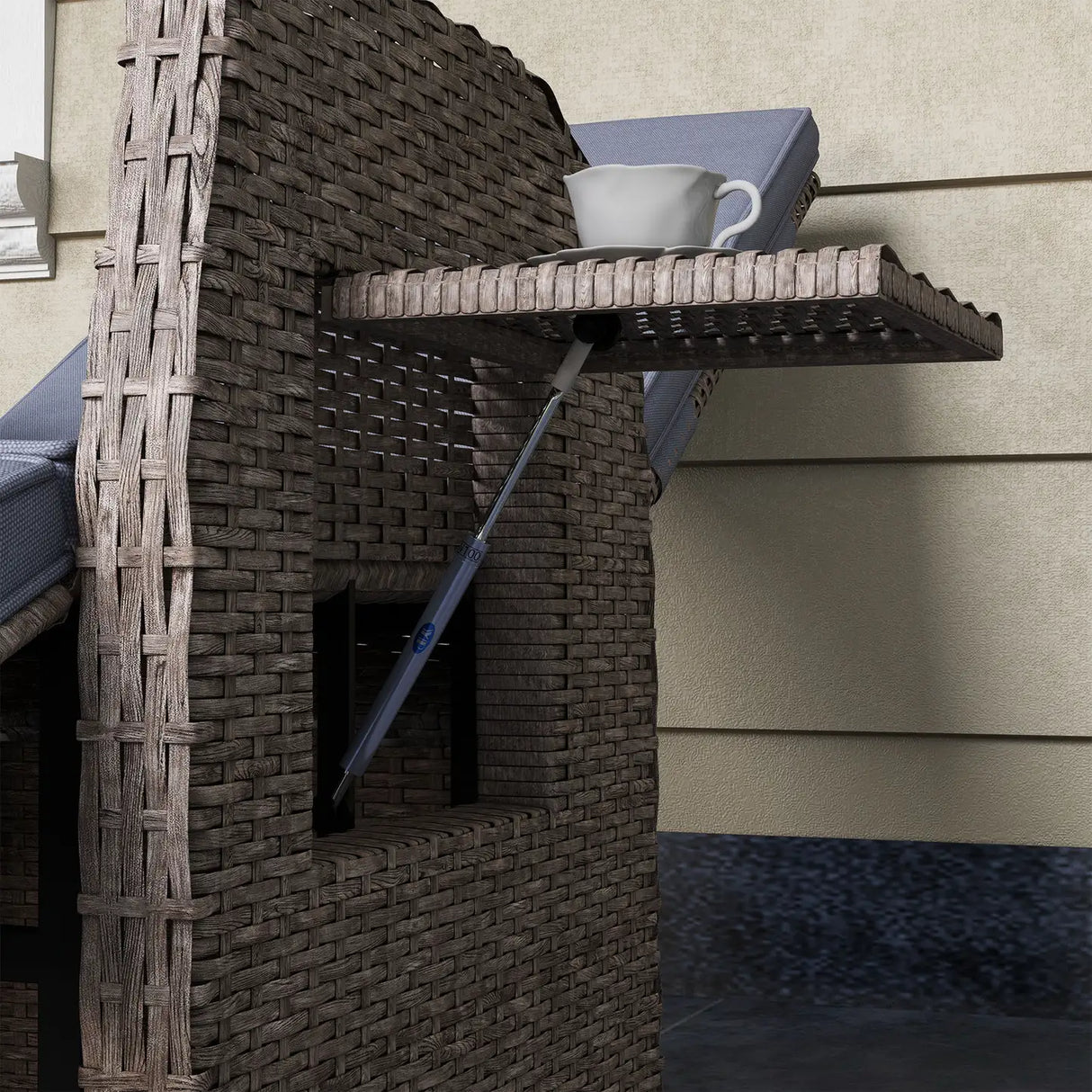 Outsunny 148 Reclining Rattan Garden Armchair, with Footrest - Brown/Grey