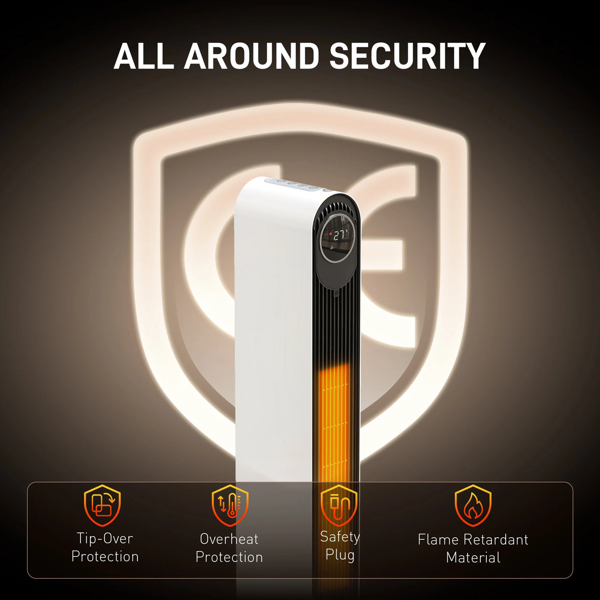 HOMCOM 2000W Ceramic Electric Heater with Fan, Timer, Oscillation - White