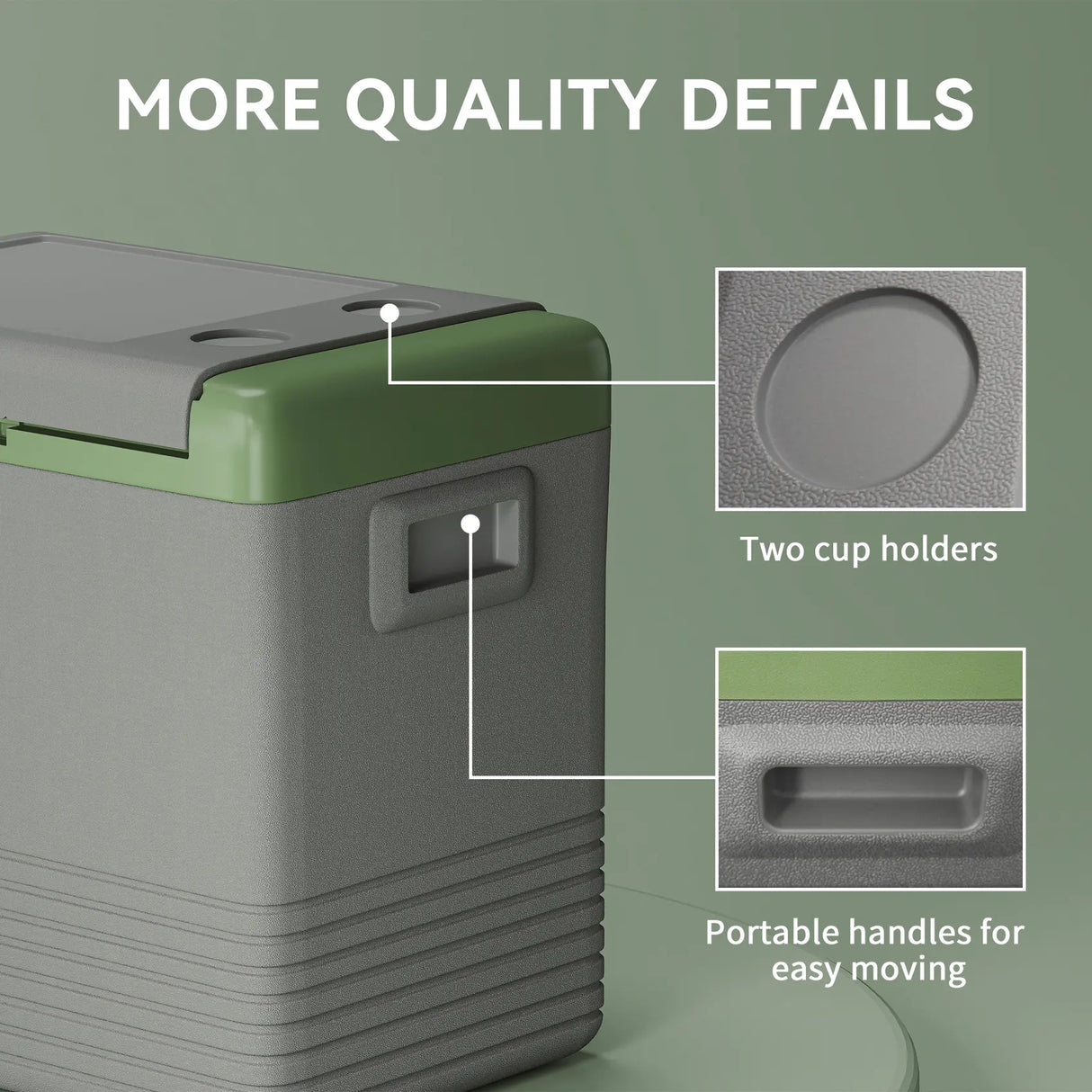 Outsunny 50L Portable Car Refrigerator - Light Green and Grey