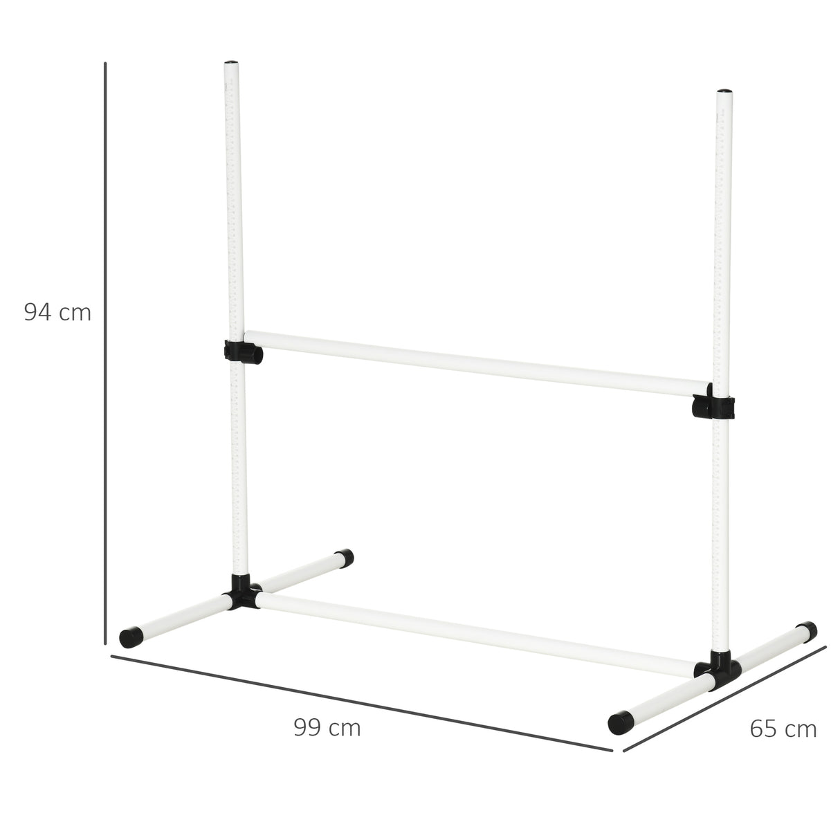 PawHut 4 Pieces Dog Agility Training Equipment, Adjustable Height Jumps Hurdle with Carrying Bag for Outdoor, White