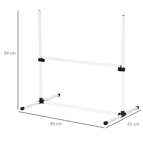 PawHut 4 Pieces Dog Agility Training Equipment, Adjustable Height Jumps Hurdle with Carrying Bag for Outdoor, White