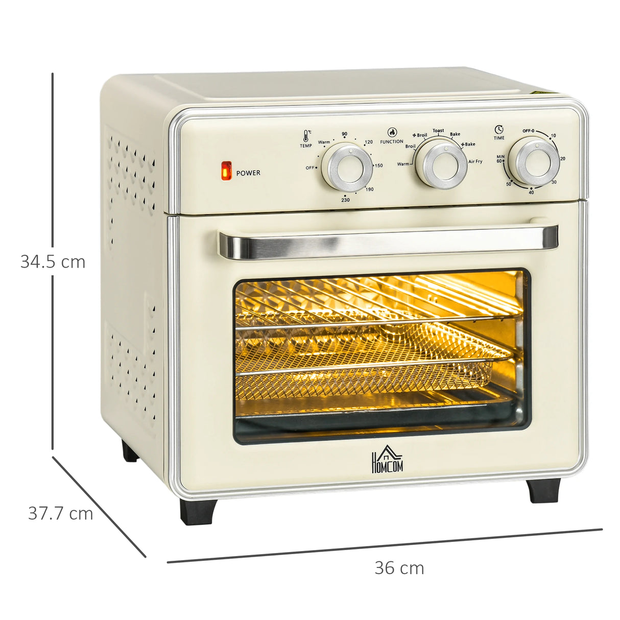 HOMCOM 20L 90-230 Mini Electric Oven - Cream