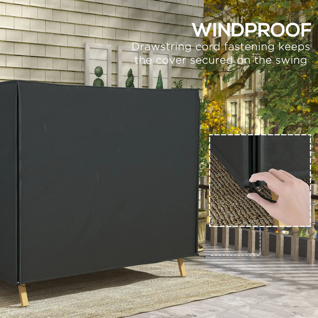 Outsunny 220 x 125cm Three-Seater Swing Chair Protective Cover - Black