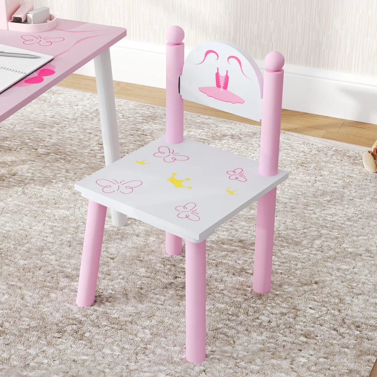 AIYAPLAY Princess-Designed Kids Table and Chairs Set for Activity, Art, Drawing, Toddler Table and Chairs Set for Playroom
