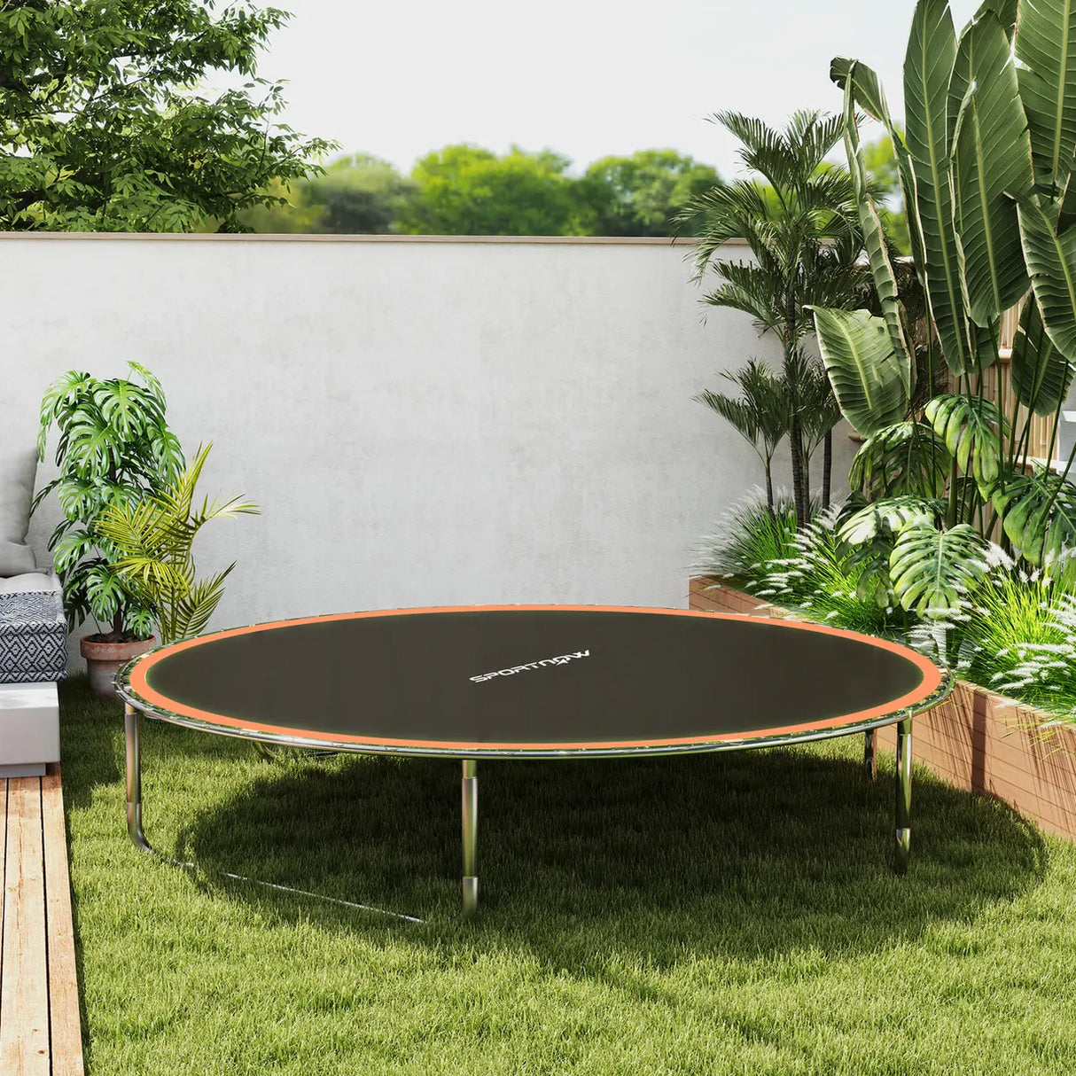 SPORTNOW Trampoline Replacement Mat with Spring Pull Tool, 42 V-Hooks, for 8ft Trampoline using 14cm Springs, Orange