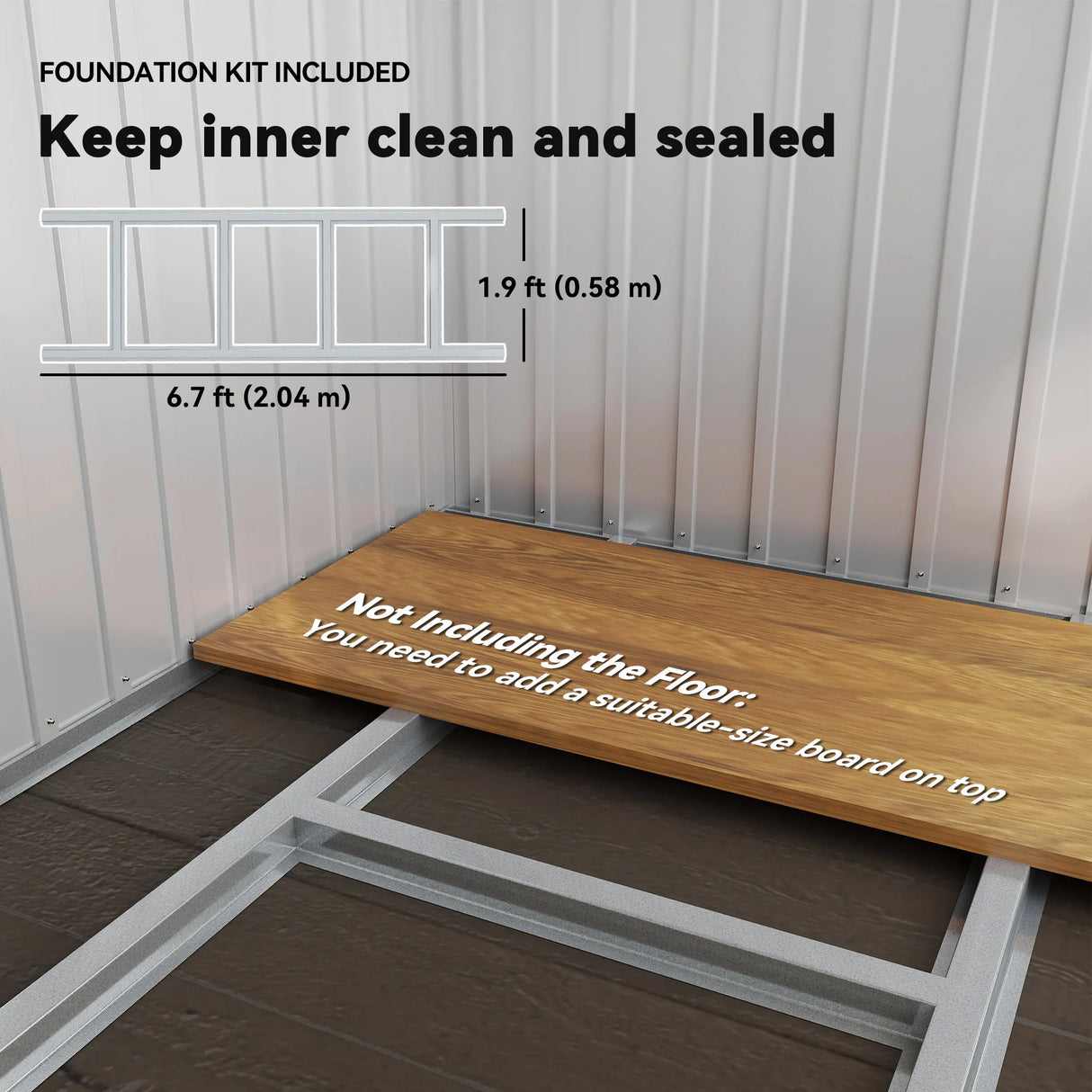 Outsunny 7 x 4ft Galvanised Steel Garden Shed, with Lock and Gloves - Green