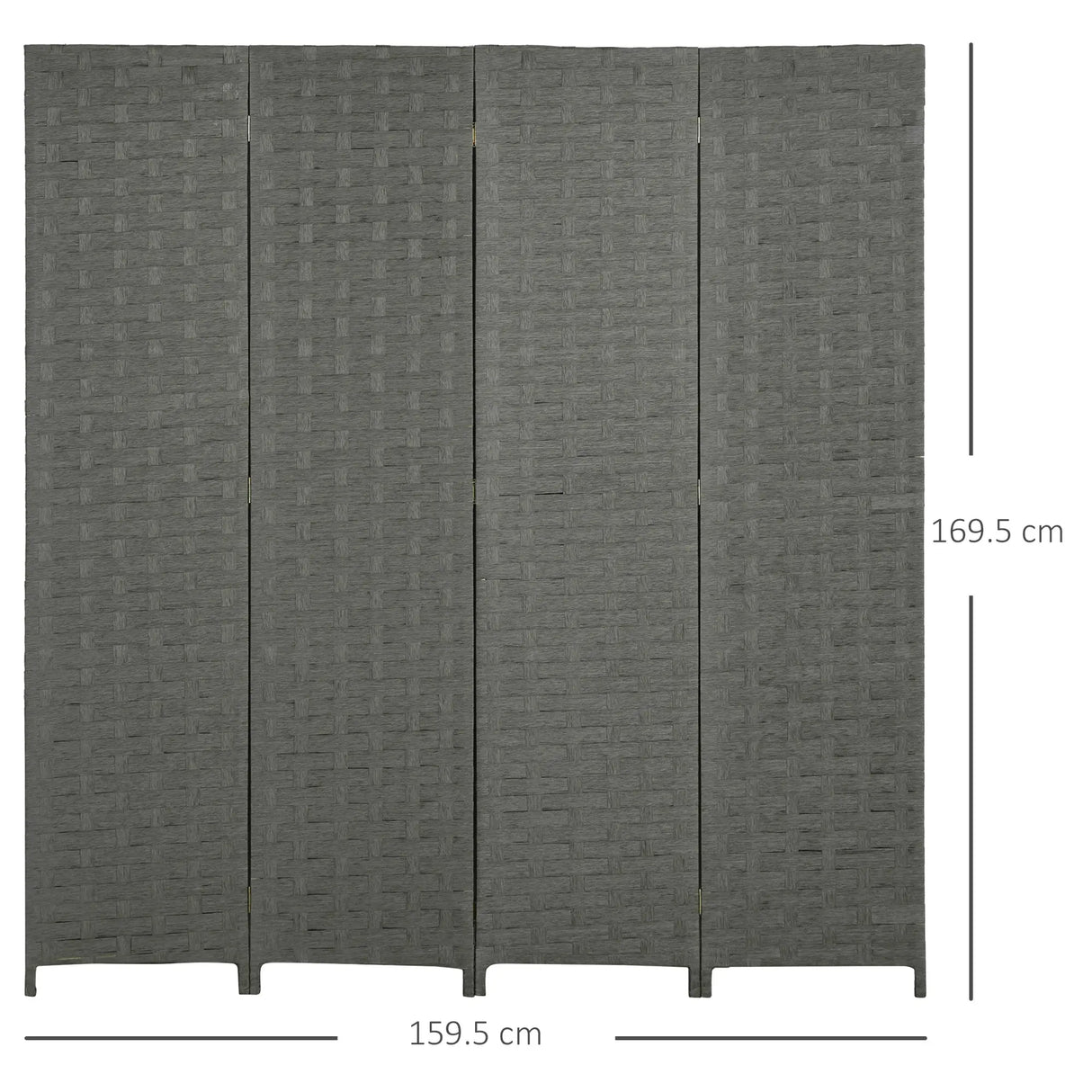 HOMCOM 4-Panel Room Dividers, Wave Fibre Freestanding Folding Privacy Screen Panels, Partition Wall Divider for Indoor Bedroom Office, 170 cm, Grey