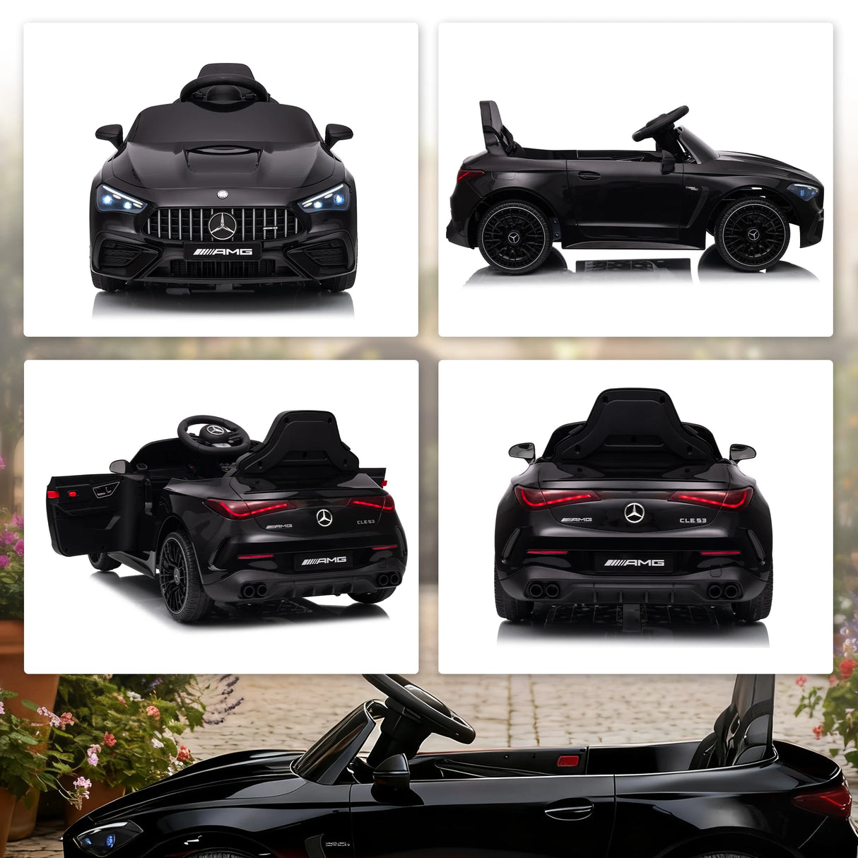 AIYAPLAY Licensed Mercedes AMG Kids Electric Car, 12V Ride On Car with Dual Motors, Remote Control for 3-6 Years, Black