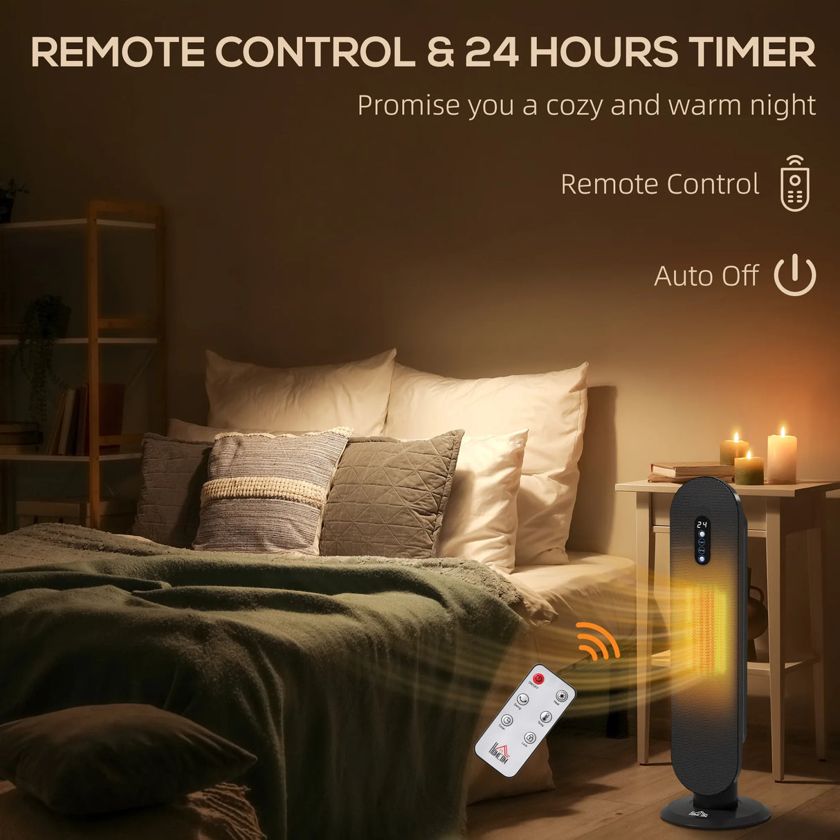 HOMCOM 45 Oscillating Ceramic Space Heater, with Remote - Black