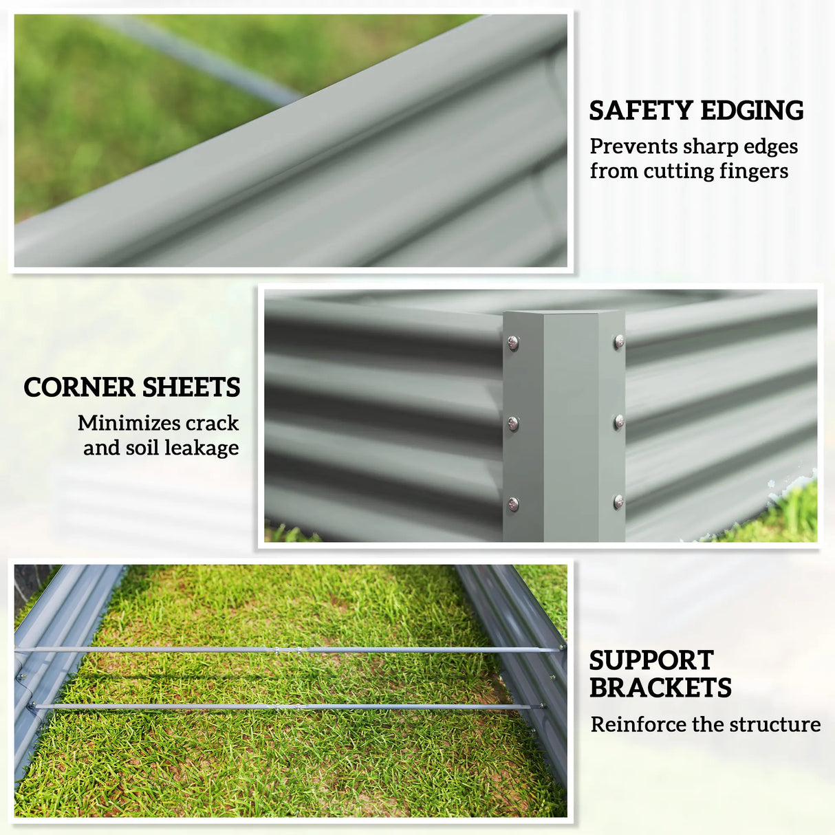 Outsunny 240 x 120cm Galvanised Steel Open Planter - Silver