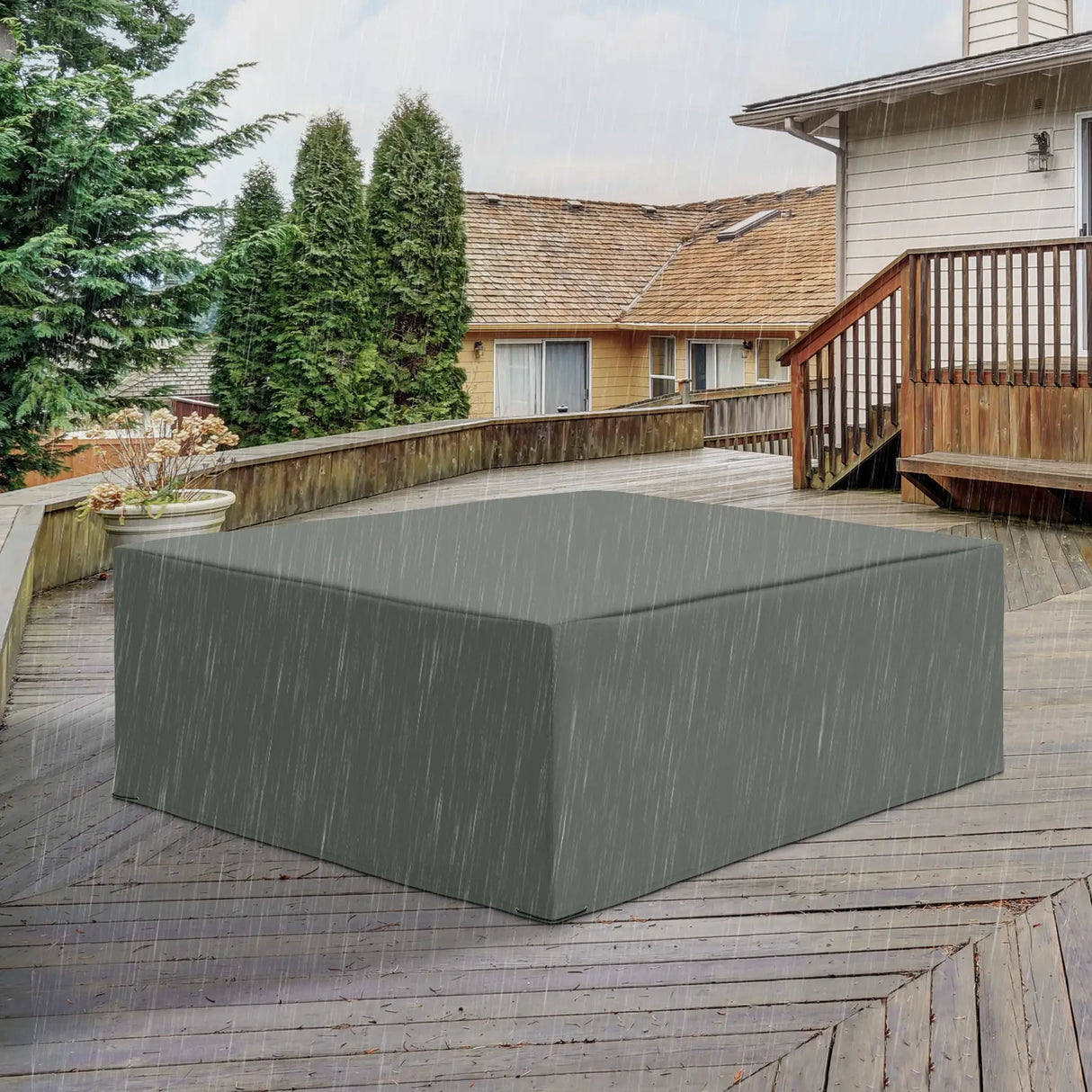 Outsunny 600D Oxford Outdoor Garden Furniture Sofa Set Cover, Waterproof Anti-UV Rattan Sun Lounger Protection Protector Cover, 275L x 205W x 90Hcm, Grey