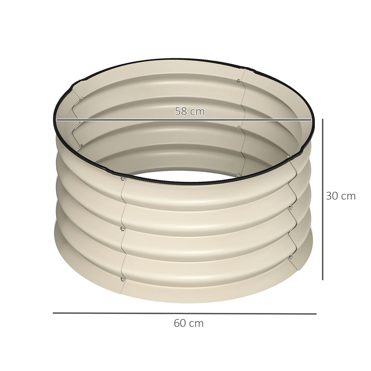 Outsunny Set of 2 Raised Garden Bed, Metal Planter Box with Safety Edging, Easy-to-assemble Stock Tank, Cream White