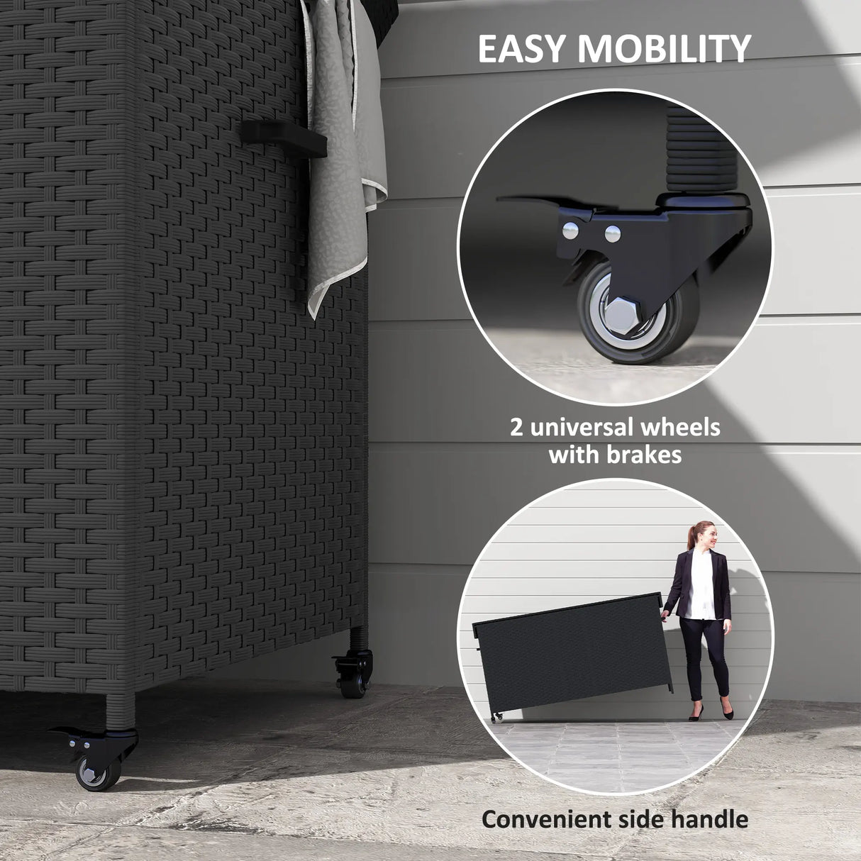 Outsunny 627 L Rattan Storage Box - Black