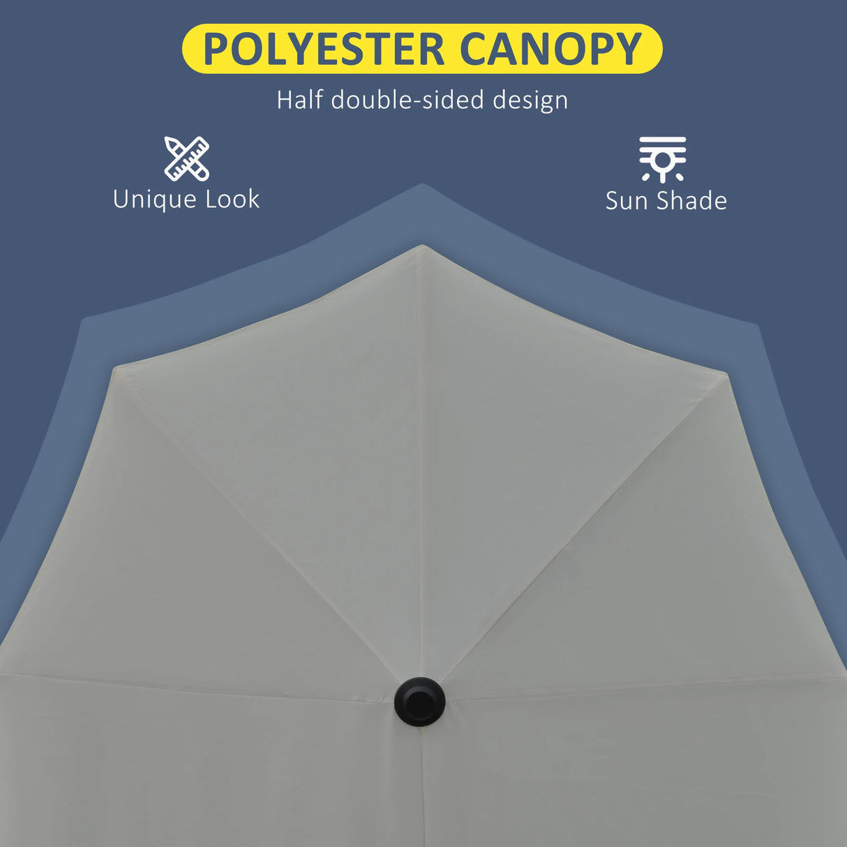 Outsunny 2m Half Parasol Market Umbrella Garden Balcony Parasol with Crank Handle, Base, Double-Sided Canopy, Dark Grey