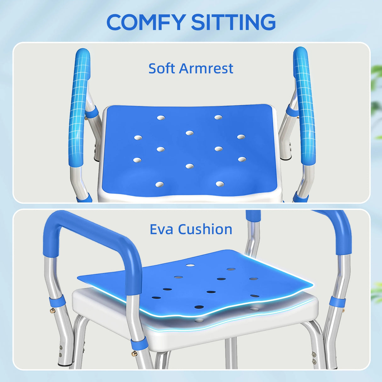 HOMCOM 57-69cm Aluminium Frame Bath Seat