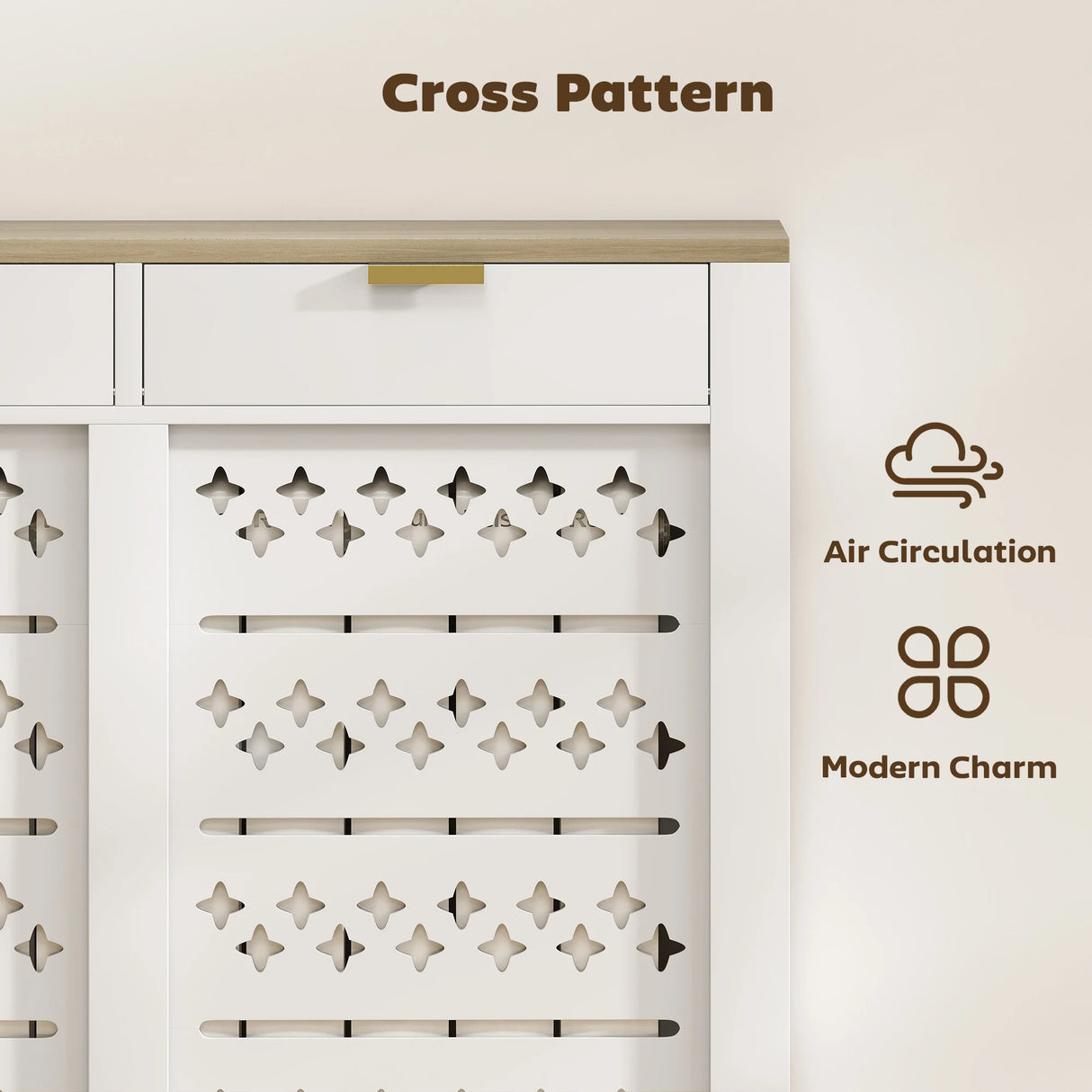 HOMCOM 108 x 19 cm Minimal Radiator Cover, with 2 Drawers - White