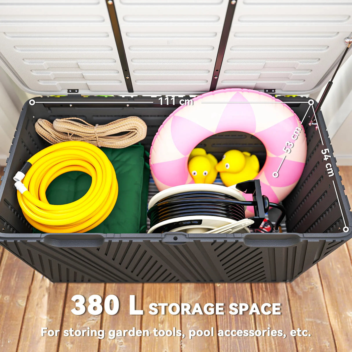 Outsunny 380L Waterproof Outdoor Storage Box, with Lockable Lid - Black