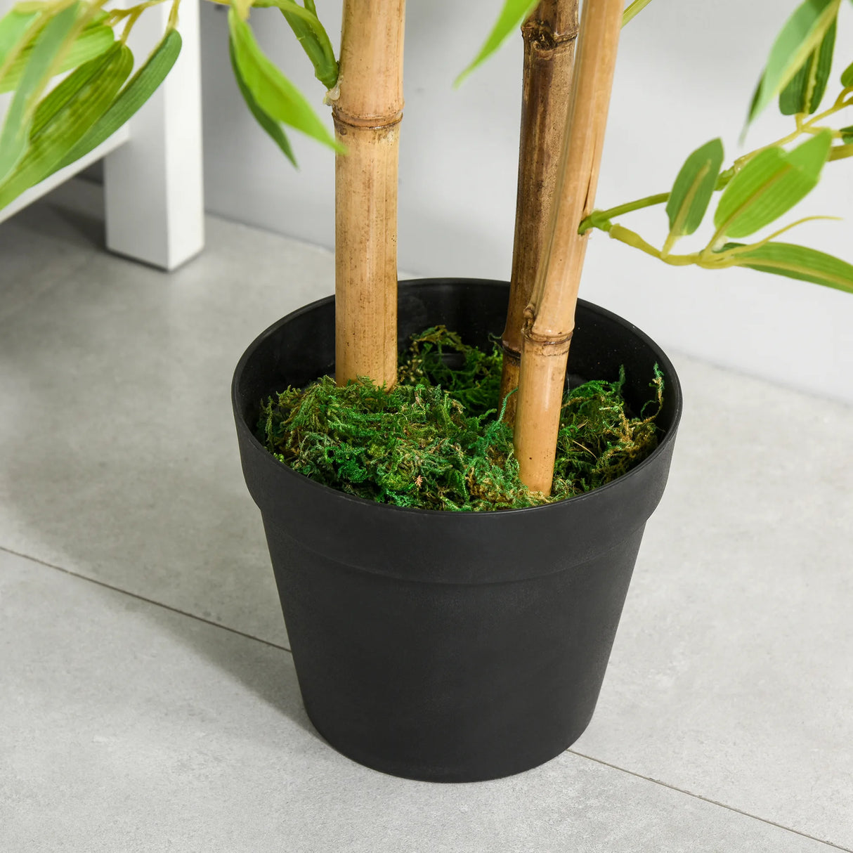 Outsunny Artificial Ficus Tree, with Weighted Plant Pot - Green