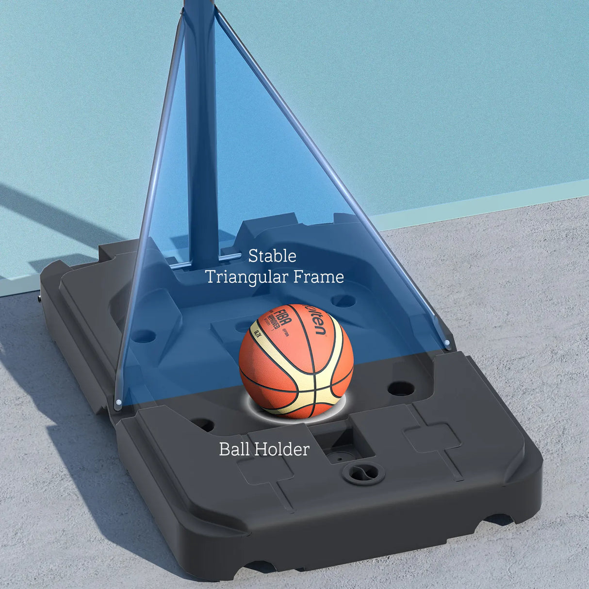 SPORTNOW 2.3-3.05m Basketball Hoop and Stand, with Weighted Base, Wheels, Black