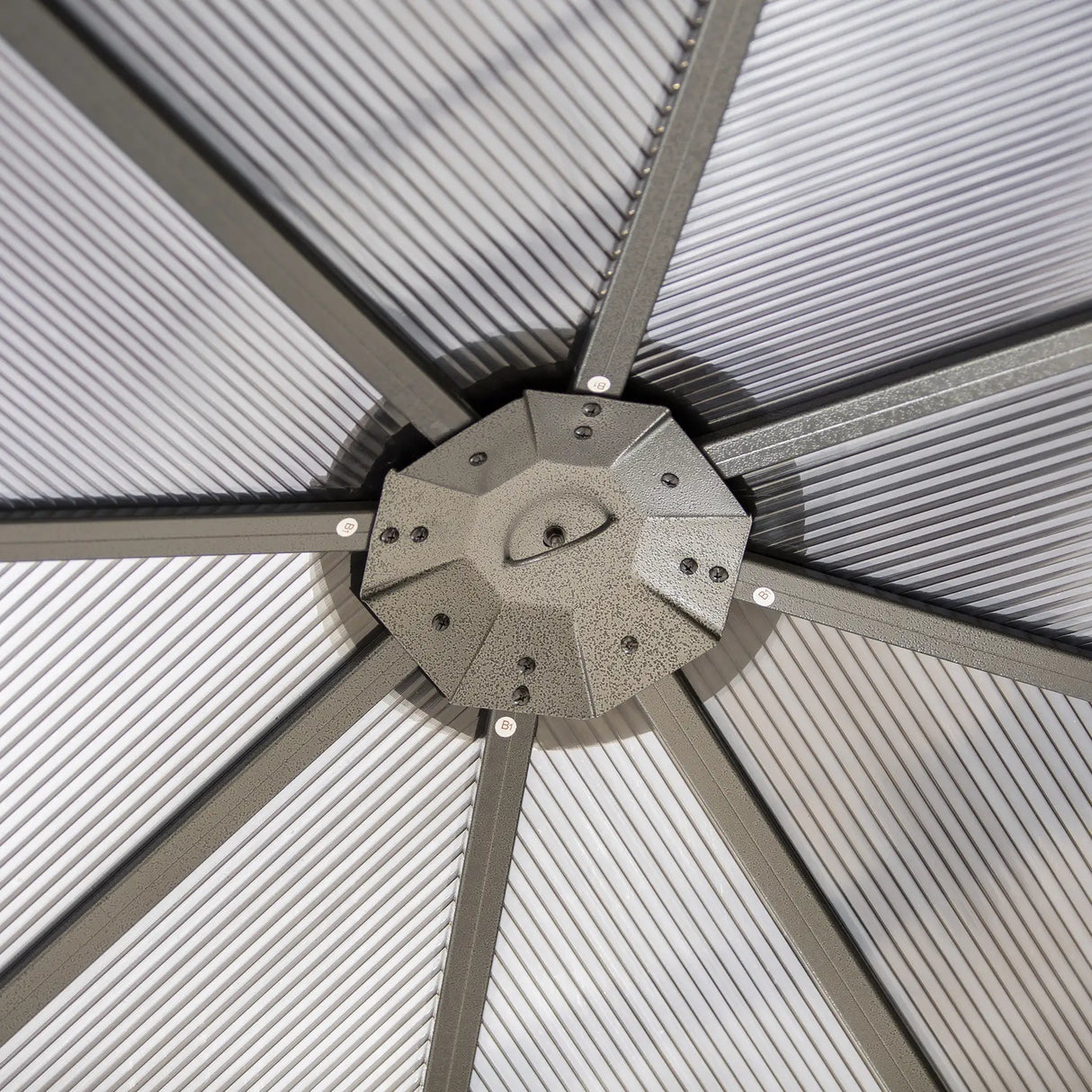 Outsunny 3 x 3(m) Hardtop Gazebo Canopy with Polycarbonate Roof, Permanent Pavilion Garden Gazebo with Curtains for Patio, Deck, Grey