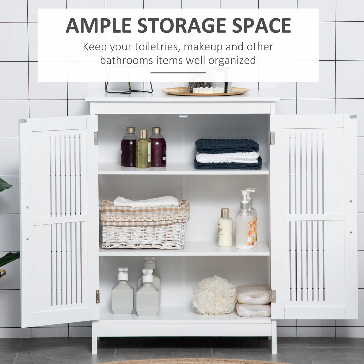 kleankin Modern Bathroom Floor Cabinet - White