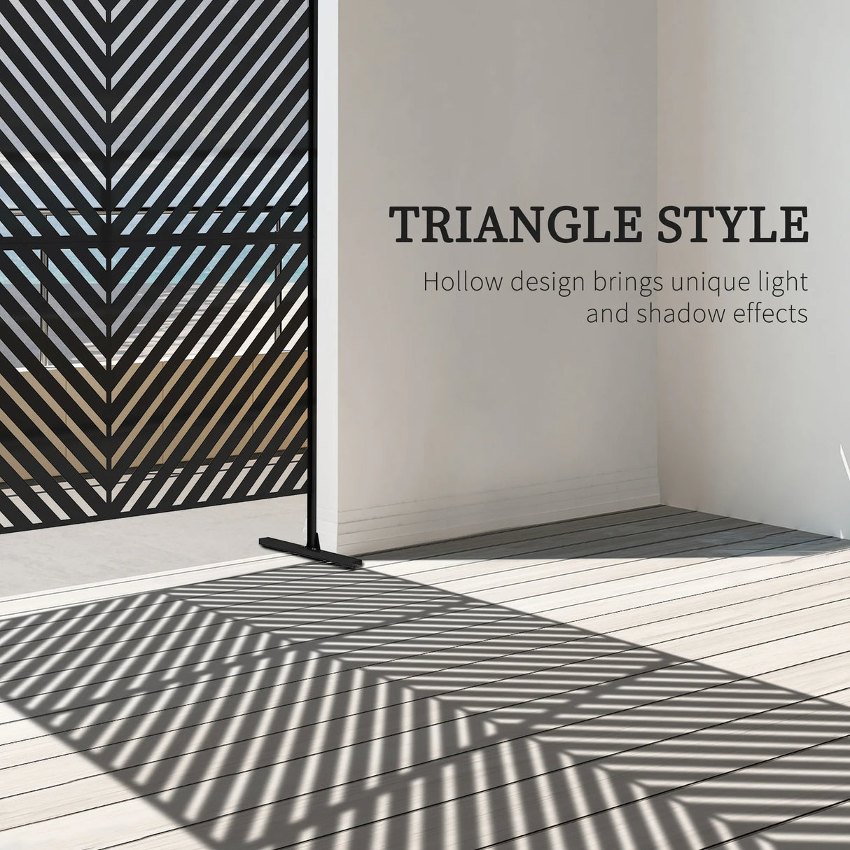 Outsunny 6.5FT Decorative Outdoor Divider, Metal Privacy Screen with Stand, Triangle Style, Black