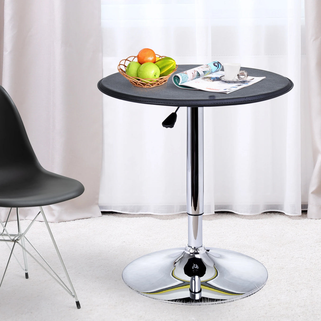 HOMCOM Round Bar Table, 360 Degree Swivel Counter Pub Table with Adjustable Height, for Kitchen, Cafe, Black