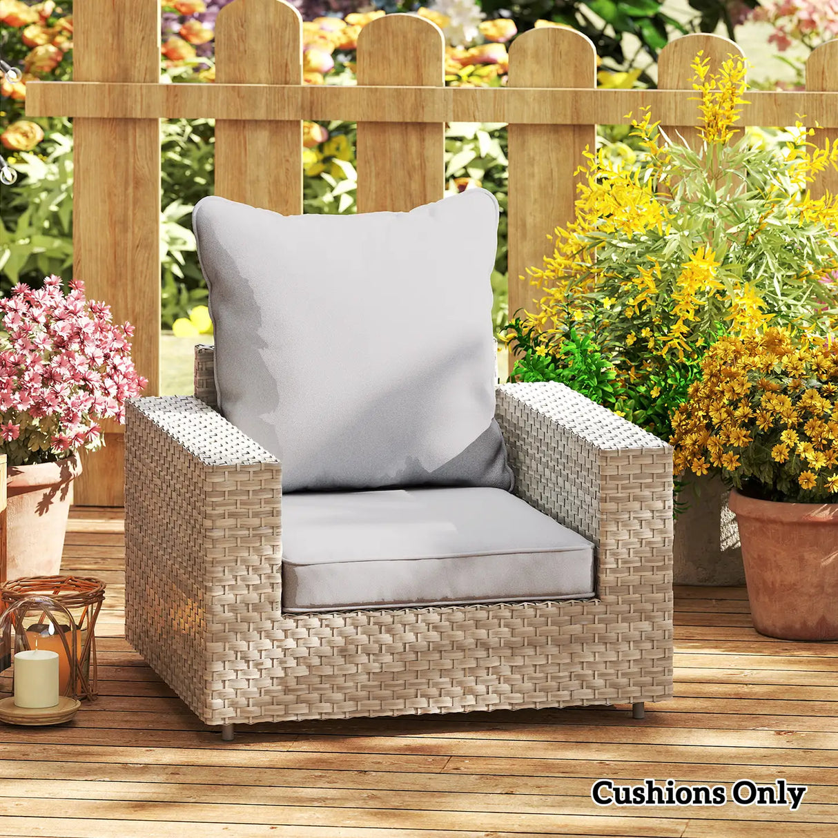 Outsunny Seat and Back Padded Cushion Set, CUSHION ONLY - Light Grey