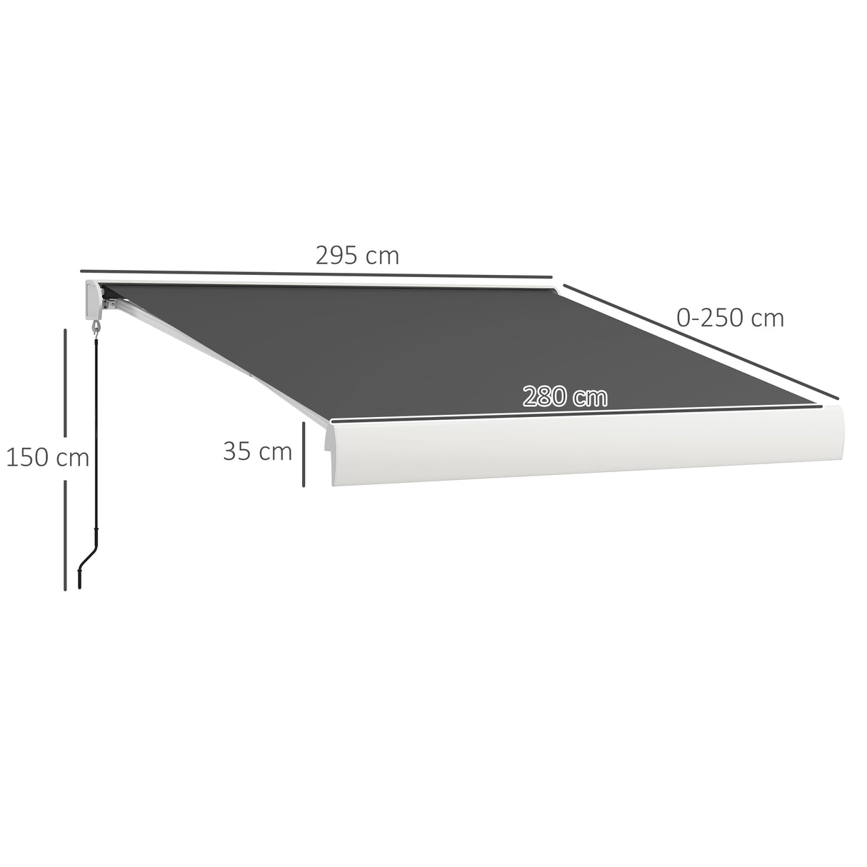 Outsunny 2.5 x 3m Electric Cassette Awning, with Remote - Grey