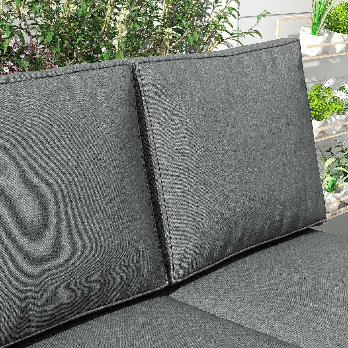 Outsunny 2 Seater Back and Seat Cushion Pillows Replacement, Patio Chair Cushions Set for Indoor Outdoor, Charcoal Grey