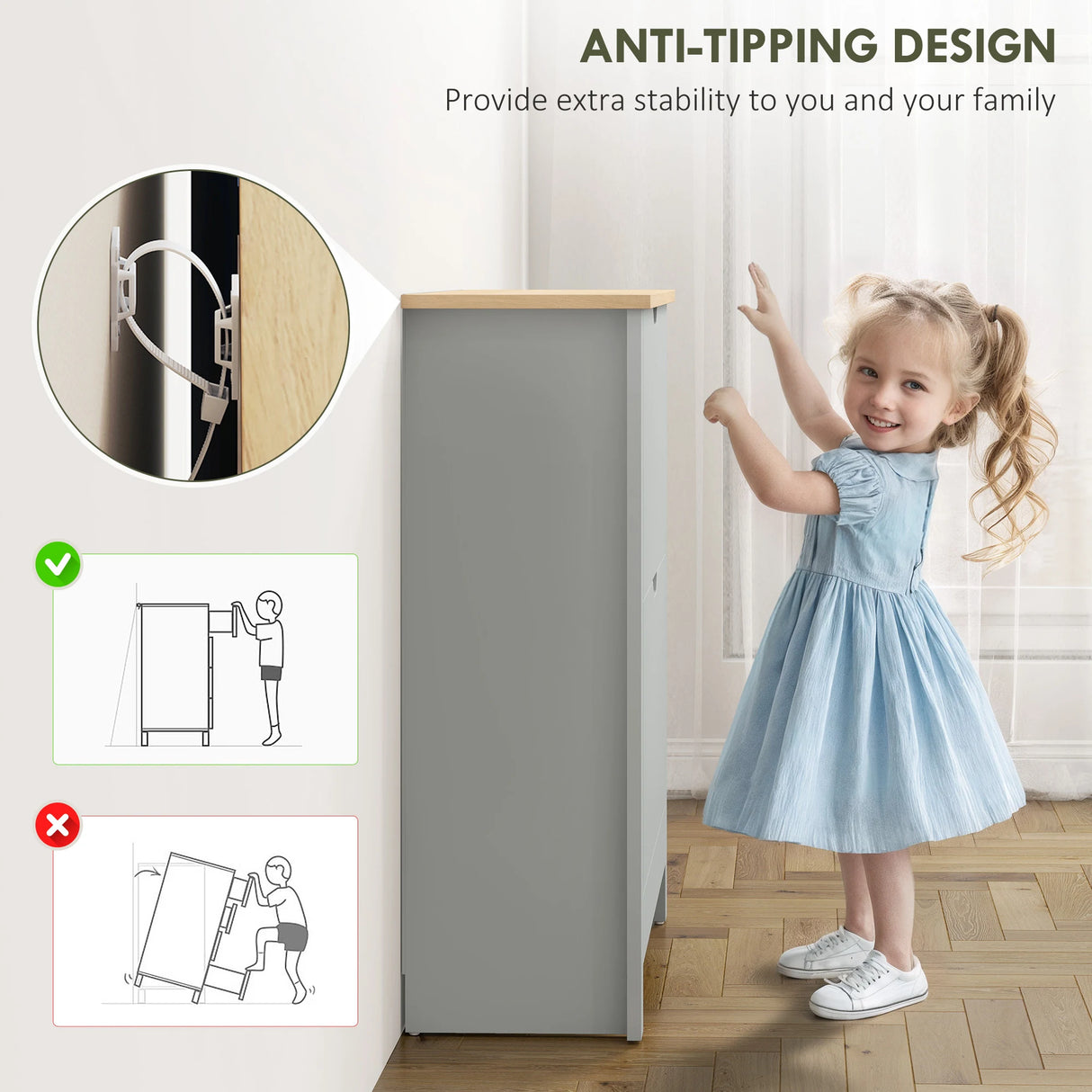 HOMCOM Slim Shoe Cabinet, Narrow Shoe Cupboard with 2 Flip Drawers, Adjustable Shelves for 12 Pairs of Shoes, Light Grey