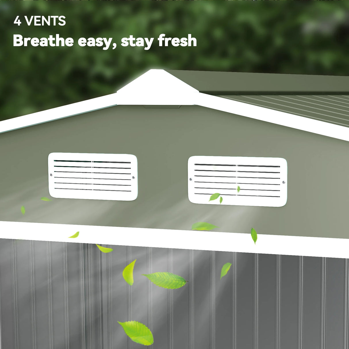 Outsunny 9 x 6ft Metal Garden Shed, Outdoor Storage Tool House with Ventilation Slots, Foundation Kit and Lockable Double Doors, Light Green