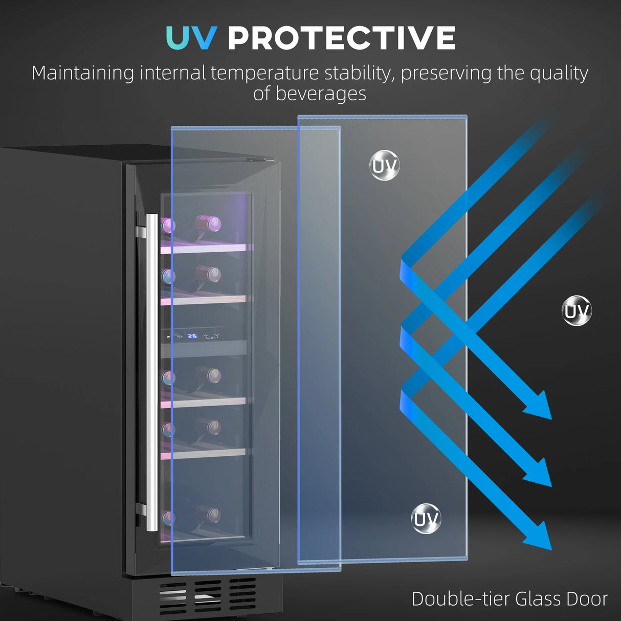 HOMCOM 16 Bottle Dual Zone 5-18 Wine Fridge - Black