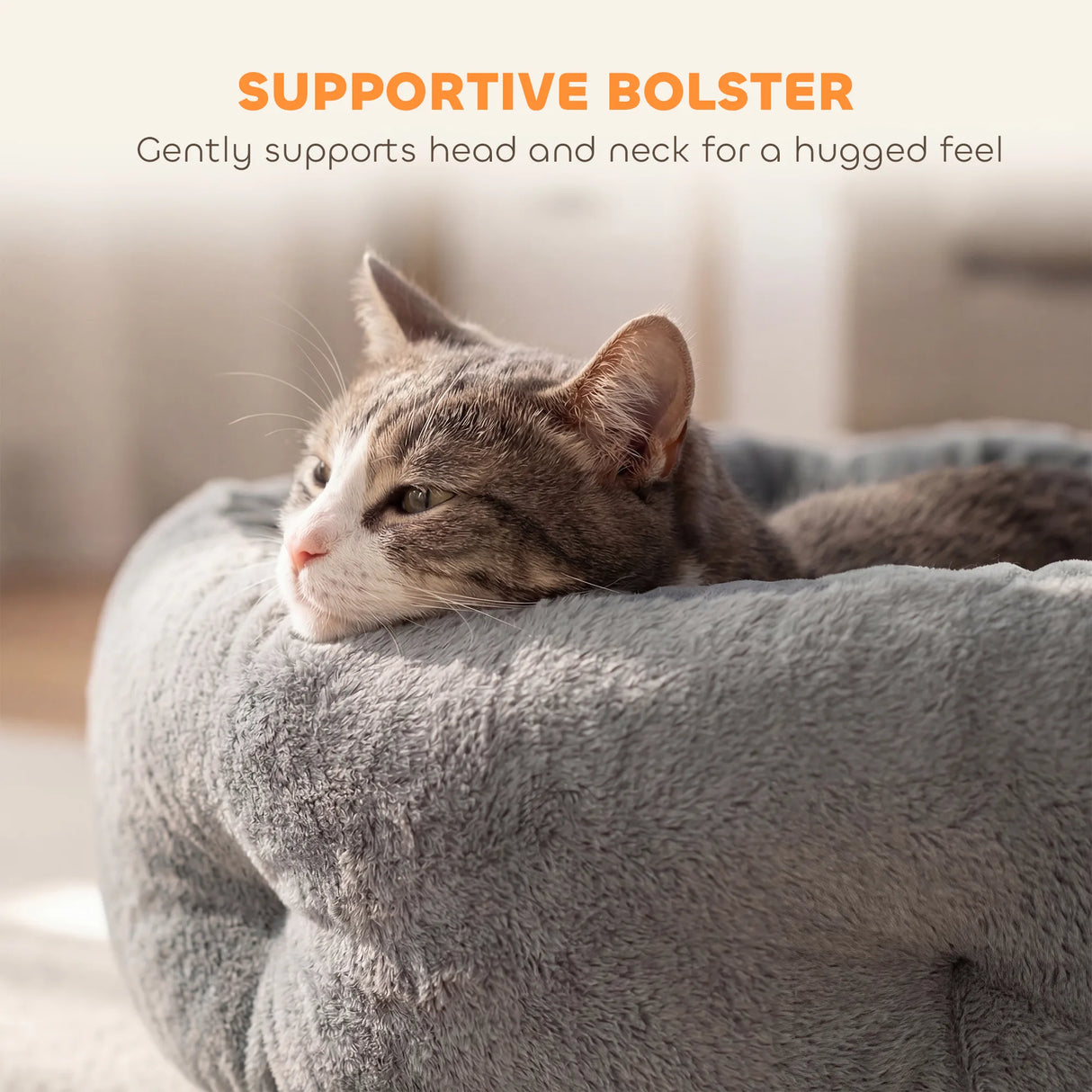 PawHut Cat Bed, Reversible Dog Pet Bed for Indoor Cats and Small Dogs, Round Bed with Supportive Bolster, Dark Grey