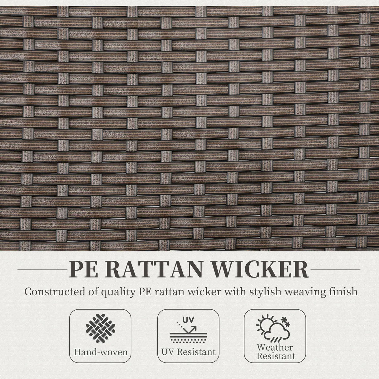 Outsunny Folding Rattan Garden Dining Chair with 5-level Reclining High Back, Wood Armrests for Outdoor, Patio - Brown