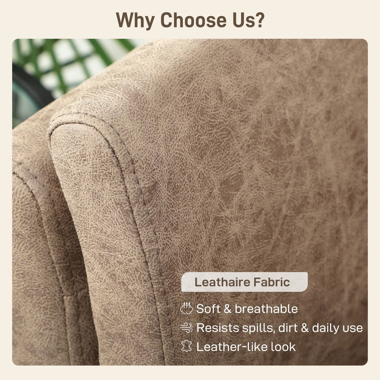 HOMCOM Two-Seater Leathaire Sofa - Light Brown