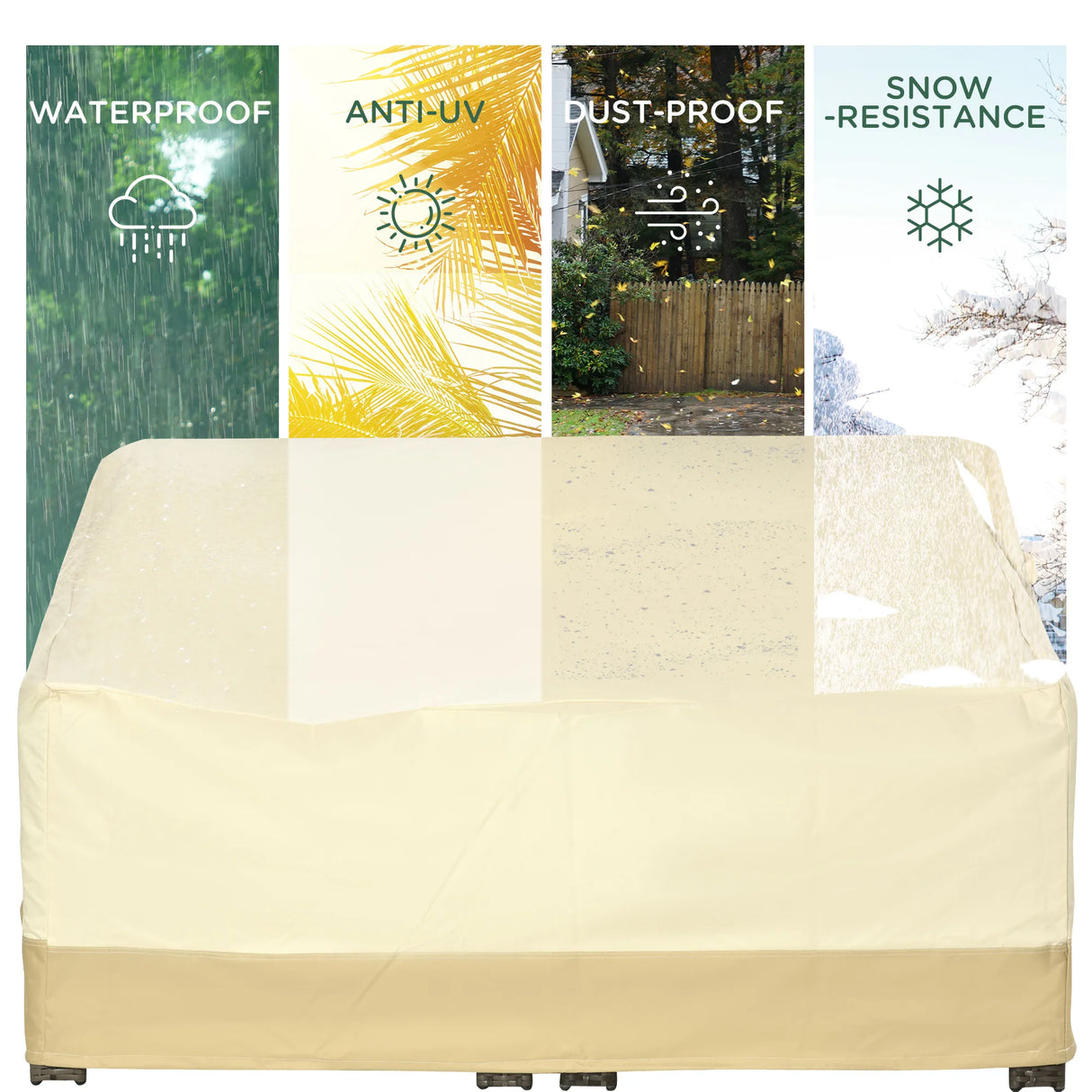 Outsunny 600D Oxford Cloth Furniture Cover 3 Seat Rattan Chair Protector Large Garden Patio Outdoor Waterproof L152 x W87 x H58-79cm