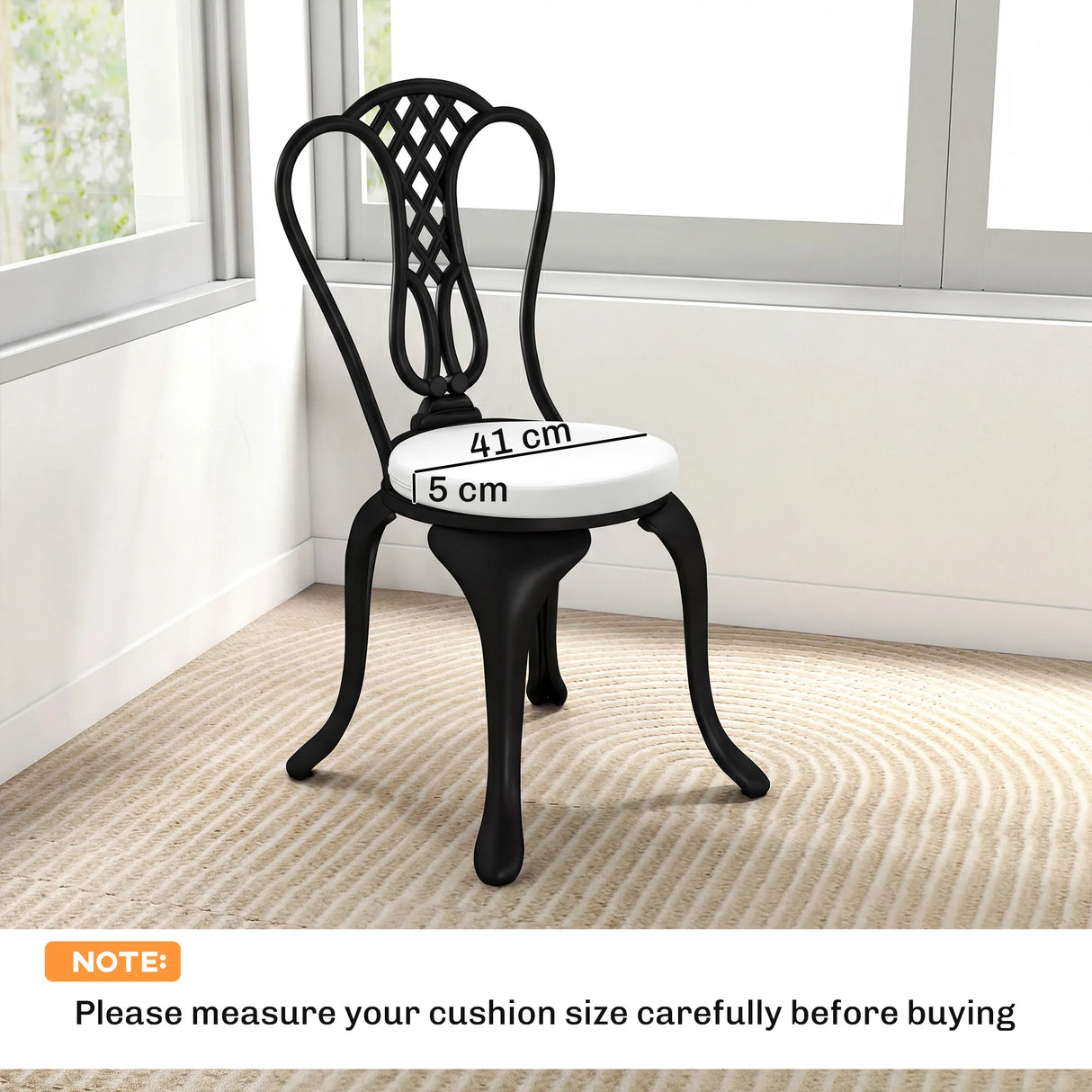Outsunny Outdoor Bistro Chair Cushions Set of 4 with Removable Cover, 41 x 41 x 5 cm Round Seat Cushions with Ties, White