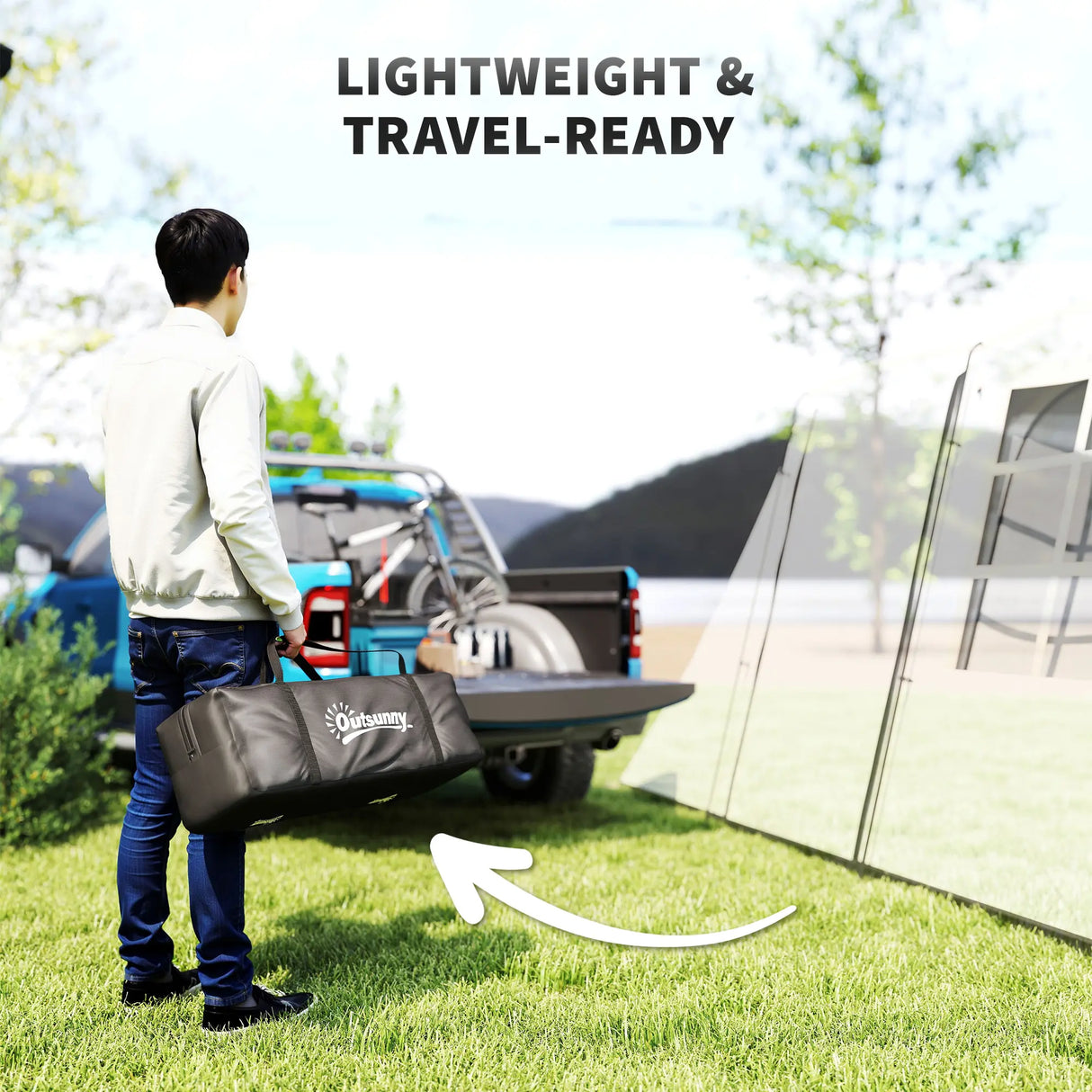 Outsunny 4 Man Tunnel Tent, Family Camping Tent with Porch, Bedroom and Living Area, Sewn in Groundsheet, 3000mm Waterproof, Portable with Bag for Hiking, Festival, Backpacking, Khaki