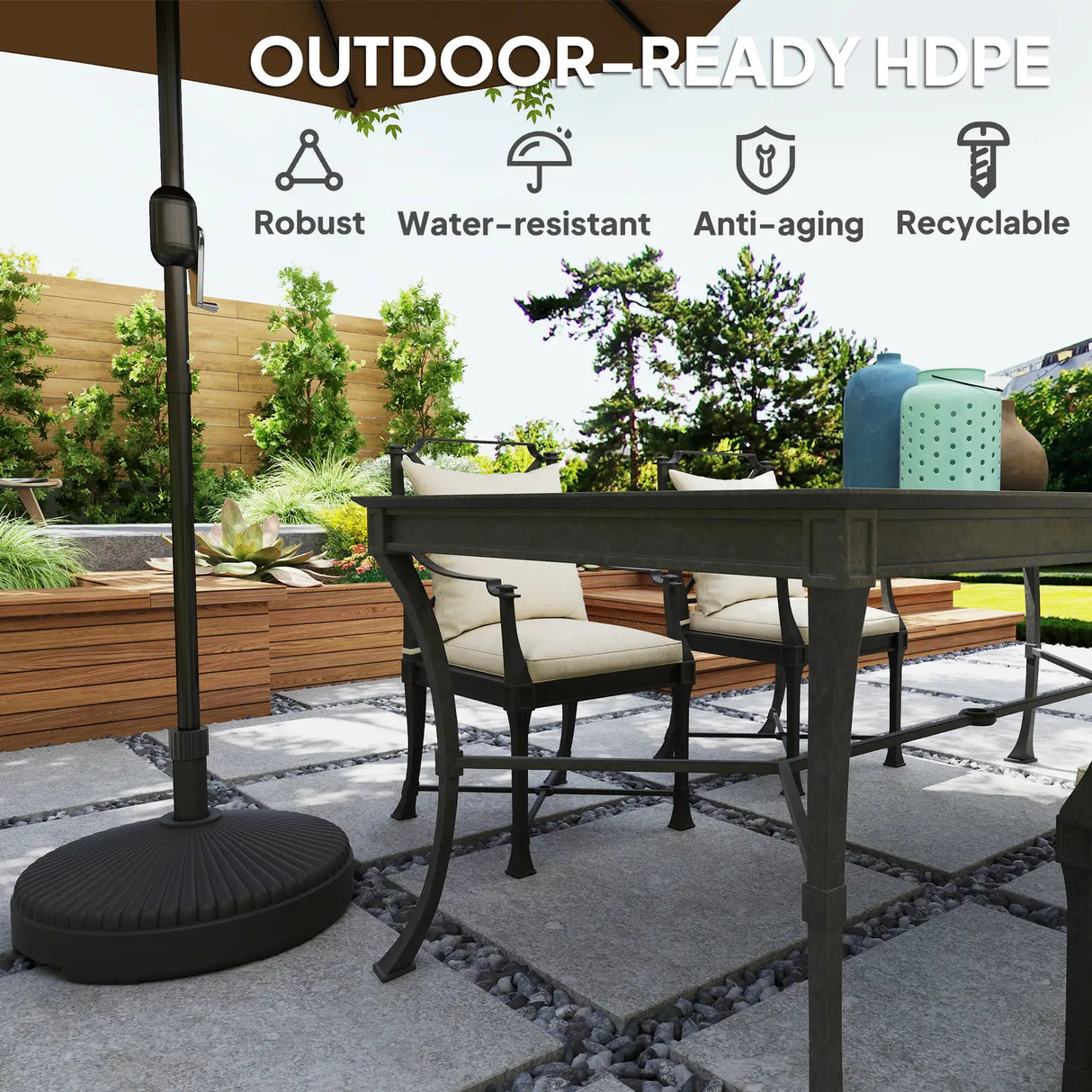 Outsunny Garden Parasol Base Holder, 28kg Sand Filled, 23kg Water Filled, Sun Umbrella Base, 55 x 30H cm Black