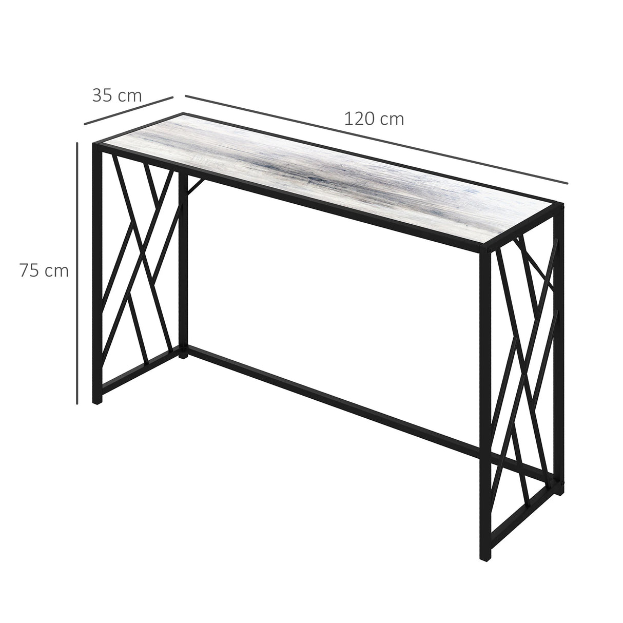 HOMCOM Console Table, Industrial Sofa Table with Metal Frame for Living Room, Hallway, 120 cm, Grey