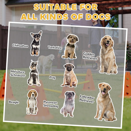 PawHut Dog Agility Equipment Set of Six Cones, Six Poles with Carry Bag, Three-Piece Adjustable Height Jumping Obstacles Orange