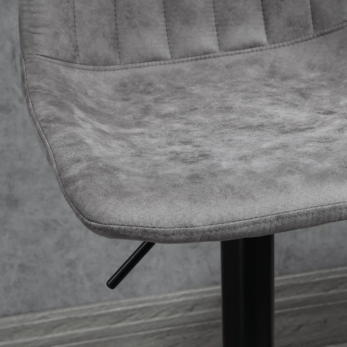 HOMCOM Modern Bar Stools Set of 2, Height Adjustable Swivel Bar Chairs with Backrest, Gas Lift and Footrest, Microfibre Barstools for Breakfast Counter, Kitchen Island, Grey