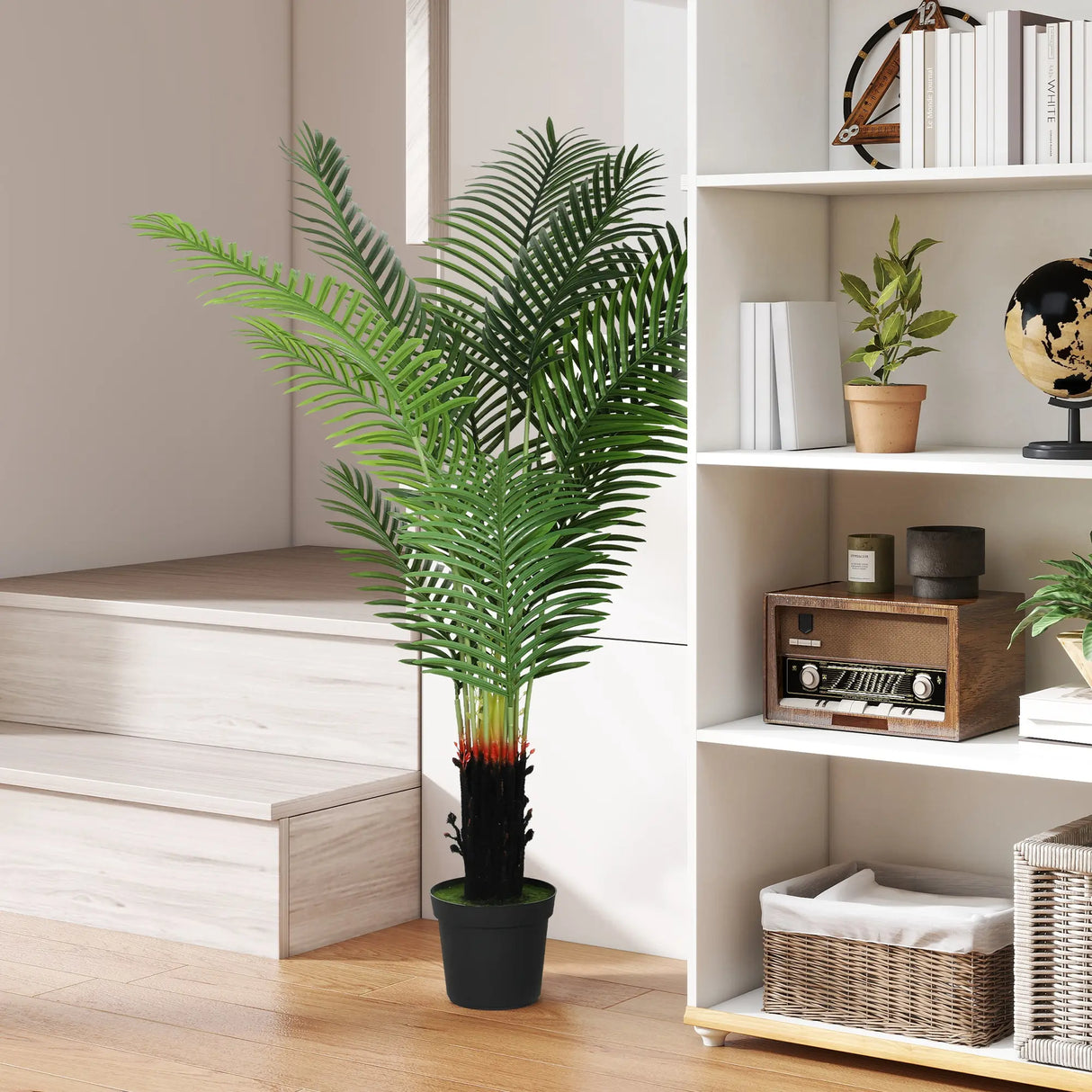 HOMCOM 150cm Artificial Areca Palm Tree with 12 PE Leaves, Decorative Artificial Plant with Plastic Pot and Flocked Soil, Fake Plant for Home Office Decor, Green