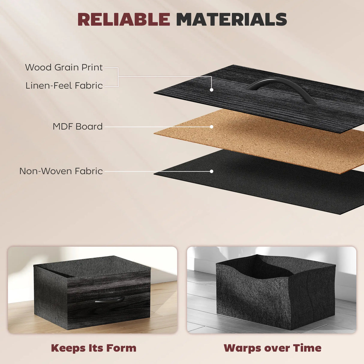 HOMCOM Chest of Eight Fabric Drawers - Black