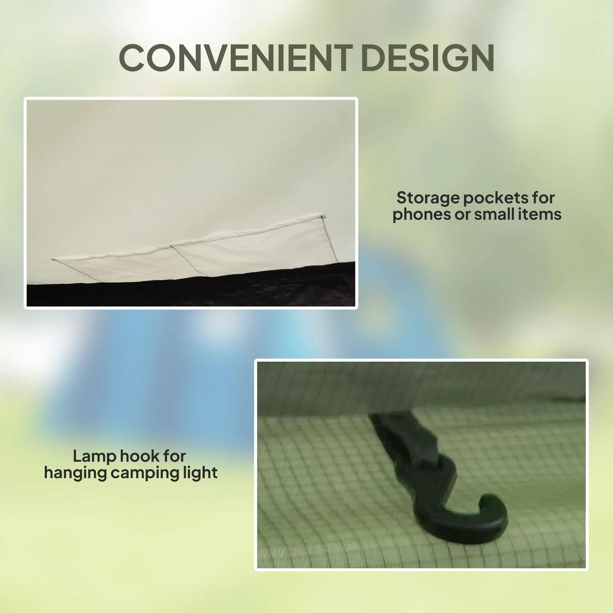 Outsunny Inflatable 3-4 Man Tunnel Tent w/ Air Pump, Living Area & Vestibule, Waterproof Family Camping Air Tent w/ Sewn In Groundsheet & Removable Footprint for Camping, Hiking, Olive Green