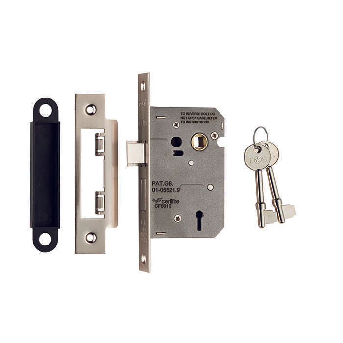 64MM SASH LOCK - 3 LEVER - 57MM C/C - SQUARE - SATIN NICKEL - EACH