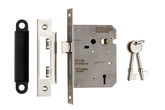 76MM SASH LOCK - 3 LEVER - 57MM C/C - SQUARE - NICKEL PLATED - EACH