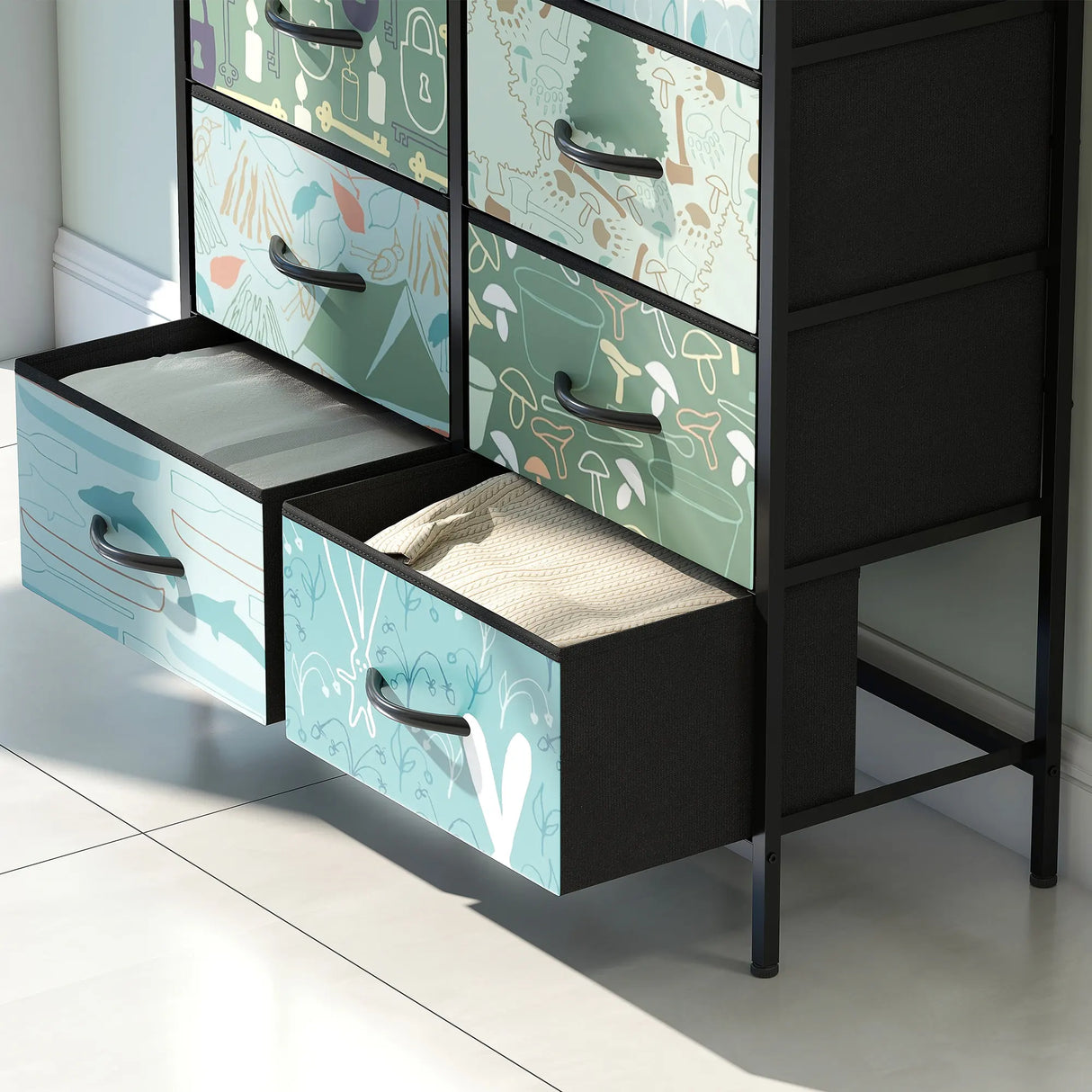 HOMCOM 8-Drawer Chest of Drawers - Blue