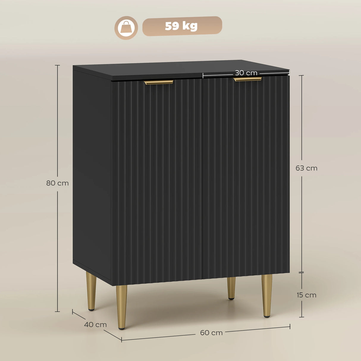 HOMCOM Adjustable Shelf Sideboard - Black